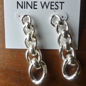 Nine West Silver Chain Dangle Earrings